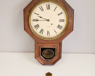 Antique Seth Thomas 8 Day Dropped Octagon School House Clock 