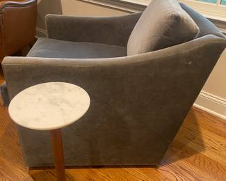 Like New! Restoration Hardware Oliver Slope Arm Swivel Chair Luxe/Lustrous Velvet in Graphite 