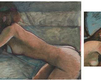 224
Bill Brauer (B. 1939)
Two works:

Kneeling nude female
Pastel on paper
Signed, dated, and inscribed in pencil in the lower edge, at left: Bill Brauer
Sight: 16.25" H x 22" W


Sleeping nude female
Pastel on paper
Unsigned
Image/Sheet: 13.75" H x 11.25" W
Estimate: $500 - $700