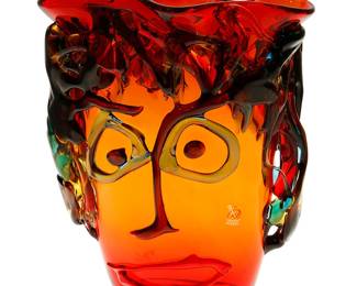 61
Sergio Costantini (B. 1956)
A Murano art glass vase for Artigianato Muranese from the "Picasso" collection, late 20th/early 21st century; Venice, Italy
Acid etched to underside: Costantini S; sticker to side: 036 [in red] / Vetro Artistico ® Murano
The vase with applied glass elements to depict a human head in the manner of Pablo Picasso
10.875" H x 8.5" W x 4.25" D
Estimate: $700 - $900