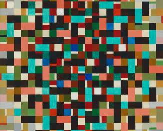 85
Easton Pribble
1917-2003
"City Circles," 1952
Oil on linen
Signed and dated lower left: Pribble; titled on the stretcher
28" H x 23.5" W
Estimate: $1,000 - $1,500