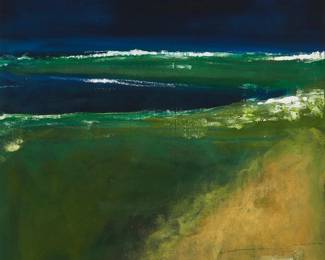 92
Shrihadi Soedarsono
1931-2022
Untitled, 1980
Oil on canvas
Signed and dated lower right: Shrihadi; signed and dated again, verso
32" H x 23" W
Estimate: $8,000 - $12,000