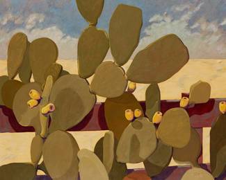 207
Ken Figueredo
1942-2010
Prickly Pear Cactus, 1999
Oil on canvas
Signed lower right: Figueredo; signed again and dated verso
48" H x 60" W
Estimate: $400 - $600