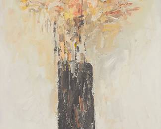 196
Hans Burkhardt
1904-1994
"Wilted Flowers," 1969
Oil on canvas
Signed and dated lower center: H. Burkhardt; titled by repute
42" H x 32" W
Estimate: $5,000 - $7,000