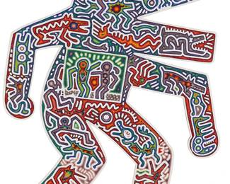 53
Rick Wolfryd
b. 1953
"Open Mind - Open Heart," 2022
Black and white screenprint on board with glass bead application
Edition: 2/10
Signed, titled, dated, numbered, and inscribed, verso: Chroma aka Rick Wolfryd / after Keith Haring
35.5" H x 26.25" W x 0.25" D
Estimate: $1,000 - $1,500