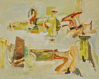 195
Hans Burkhardt
1904-1994
"Aasgaardstrand," 1968
Oil on linen canvas
Signed and dated lower center: H. Burkhardt; titled on a gallery label affixed verso
32" H x 42" W
Estimate: $5,000 - $7,000