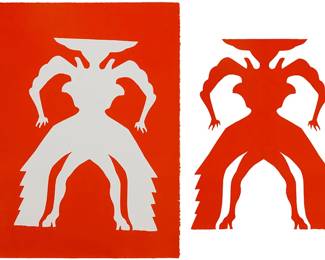 177
Miriam Schapiro
1923 - 2015
"A Person For Paula," 1993
Monotype on paper, watermark Arches and a paper cutout on wove paper
Signed and titled in pencil on the lower edge of the monotype, verso; inscribed in pencil on the paper cutout: To Paula with love, Miriam, Jan. 13, 1993
Monotype: 30.25" H x 22.75" W; Cutout: 22.5" H x 17.25" W
Estimate: $2,000 - $4,000