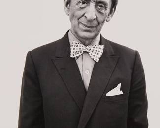 261
Richard Avedon
1923-2004
"Vladimir Horowitz, Pianist, New Milford, Connecticut," 1975
Gelatin silver print on paper
Edition: 5/50
Signed 'Avedon' and numbered '5/50' and neg. no '11' in ink, with the ink stamp title, date, edition information, copyright credit, and reproduction limitation, all on the verso of the sheet
Image/Sheet: 10" H x 8" W
Estimate: $2,000 - $4,000