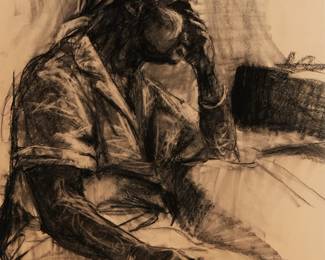 160
Benjamin Hazard
b. 1940
"My Day," Circa 1969
Charcoal on paper
Signed lower right: Hazard; titled and dated on a label affixed to the frame's backing paper
Sight: 34" H x 26" W
Estimate: $1,000 - $2,000