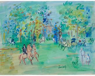 31
Jean Dufy
1888-1964
Horse Riders In The Park
Watercolor and gouache on paper
Signed lower right: Jean Dufy
Sheet: 15" H x 19.5" W
Estimate: $6,000 - $8,000