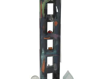 55
Therman Statom
b. 1953
Ladder And House, 2000
Glass, pigment, thread, and particle board
Appears unmarked
38.75" H x 17" W x 9.25" D
Estimate: $2,500 - $3,500