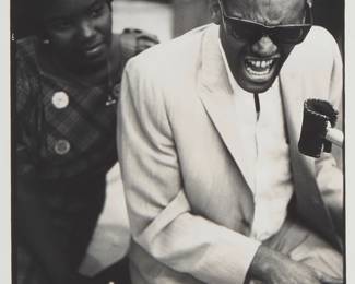262
William Claxton
1927-2008
"Ray Charles," 1962
Gelatin silver print on paper
From an edition of unknown size; printed later
Unsigned; attributed, titled, and dated on the frame plaque
Image: 20.25" H x 13.75" W; Sight: 21" H x 14.5" W
Estimate: $600 - $800