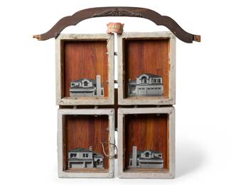 219
Peter H. Breza
b. 20th century
Assemblage, 2011
Mixed media and found materials
Signed twice and dated to verso in felt pen: Peter H Breza / W
24.5" H x 23.625" W x 2.875" D
Estimate: $300 - $500