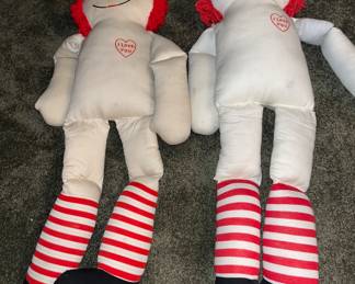 Large Raggedy Andy bed dolls 
