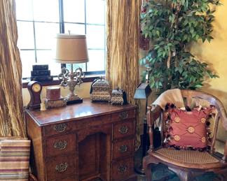 Antique writing desk & stunning cane chair 