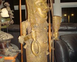 Life size Benin Bronze of Nigerian "Oba" King .