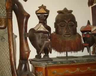 Sunufo pounder I.Coast , W.Africa , Bete helmet Mask .. Rococo writing desk