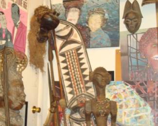 Queens of the StoneAge Rock poster ,  6Ft. Benin Bronze Nigeria , W. Africa , 5 spears Congo , Bobo Masks Berkino Faso , W.Africa fine art "Venice" Artisit