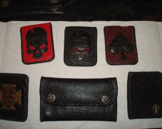 4 fine quality Van Amburg  motorcycle wallets , 3 biz card holders 