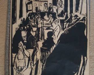 original 1963 poster "Venice West Cafe" "# 7 Dudley Ave. Venice , California" " Dusk to Dawn" "every nite", ,"Roman Cooking", "Poetry" ,"Painting , "Chess".  