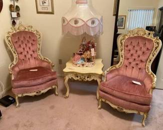 #3000 • (2) Mauve French Italian Style Chairs