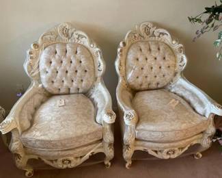 #1064 • (2) Vintage French Italian Style Chairs