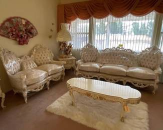 #1060 • (2) Vintage French Italian Style Couch & Loveseat