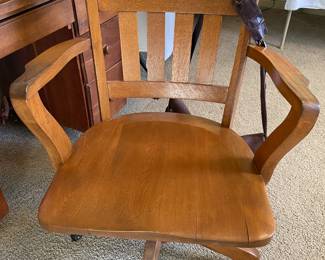 Oak office chair on casters