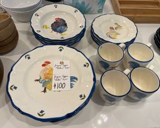 Jacques Peppin for Sure La Table Chickens Dinnerware, 16 pieces 