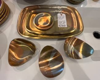 Los Castillo Taxco MCM Mixed Metal Serveware, 2 Large Trays, etc.