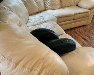 Leather sofa and does come apart in three sections