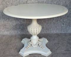 Fantastic Hand Carved Rococo Center or Dining Table Urn From Base White Lacquer
