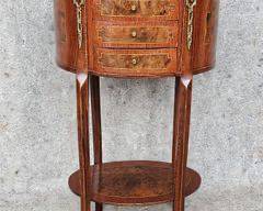 Antique 3 drawer inlaid side table with fancy Ormolu mounts
