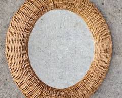 Vintage Rattan Round Wall Mirror
