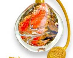 OUTSTANDING 6.5" HIGH HEAVY 1997 Vintage Handblown Art Glass Perfume Bottle SIGNED ON BASE
