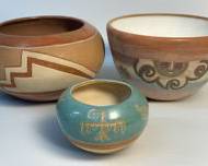 Vintage Native American Art Pottery Bowls - 1 is from Peru
