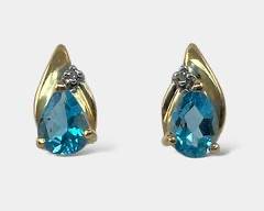 Fine 14K Yellow Gold Aquamarine Teardrop Earrings
