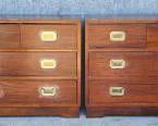 Pair Vintage Asian Hardwood Campaign Chests
