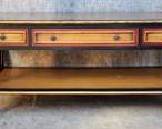 20th Century Hand painted Tiered Coffee Table 3 Drawer Fluted gilt accent painted French style

