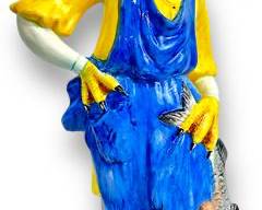 Vintage 19.5" High Ronzan Italian Hand-painted Glazed Ceramic Duck Figure Chef
