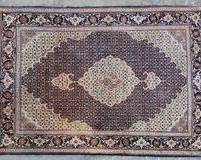 Vintage Persian Hand Knotted Wool Area Rug Brown and Camel Colors
