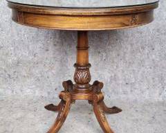 Vintage Hand Carved Glass top Side Table seashell design
