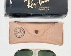 Ray-Ban By Bausch & Lomb Gold Tone Frames Green Aviator Sunglasses W/ Original Box & Case

