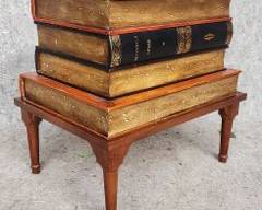 Fantastic Italian Faux Book Secret Storage Side Table on stand Leather and wood
