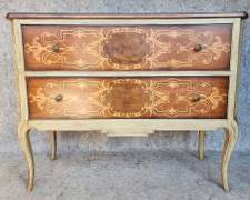 Hickory White Wonderful Inlaid Burlwood 2 Drawer chest of Drawers Dovetailed
