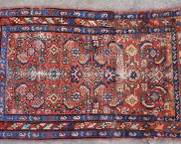 Vintage Hand Knotted Wool Area Rug Navy Brown Rust

