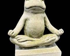 Vintage Pour Stone Zen Frog Garden Statue
