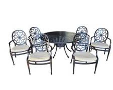 Wonderful Black Painted Aluminum Spiderback Dining Chairs and Large Round Table Metal Webbed Seats

