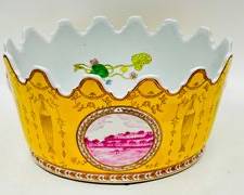 Vintage Loveley Asian Tozai Home Chinoiserie Lion Hand Painted Scalloped Edge Bowl
