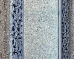 Fantastic Hand Carved Wood Gray Painted Indonesian Tall or Wide Mirror
